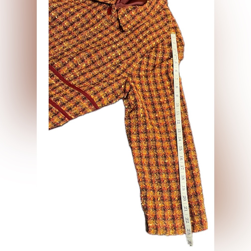 Sag Harbor Dress coat basket weave orange yellow red and brown size 16 - Picture 7 of 13